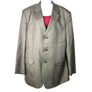 Jones New York Gray 3 Button Wool Silk Blend Sport Coat Blazer Jacket Size L 46